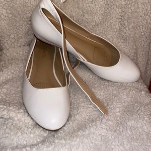 White Flats with ankle strap